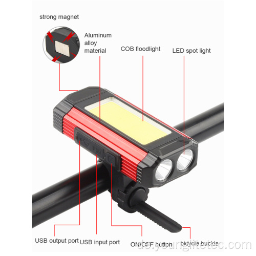 Leistungsstarker XPE-COB-Wiederaufladbarer Fahrradfrontlicht